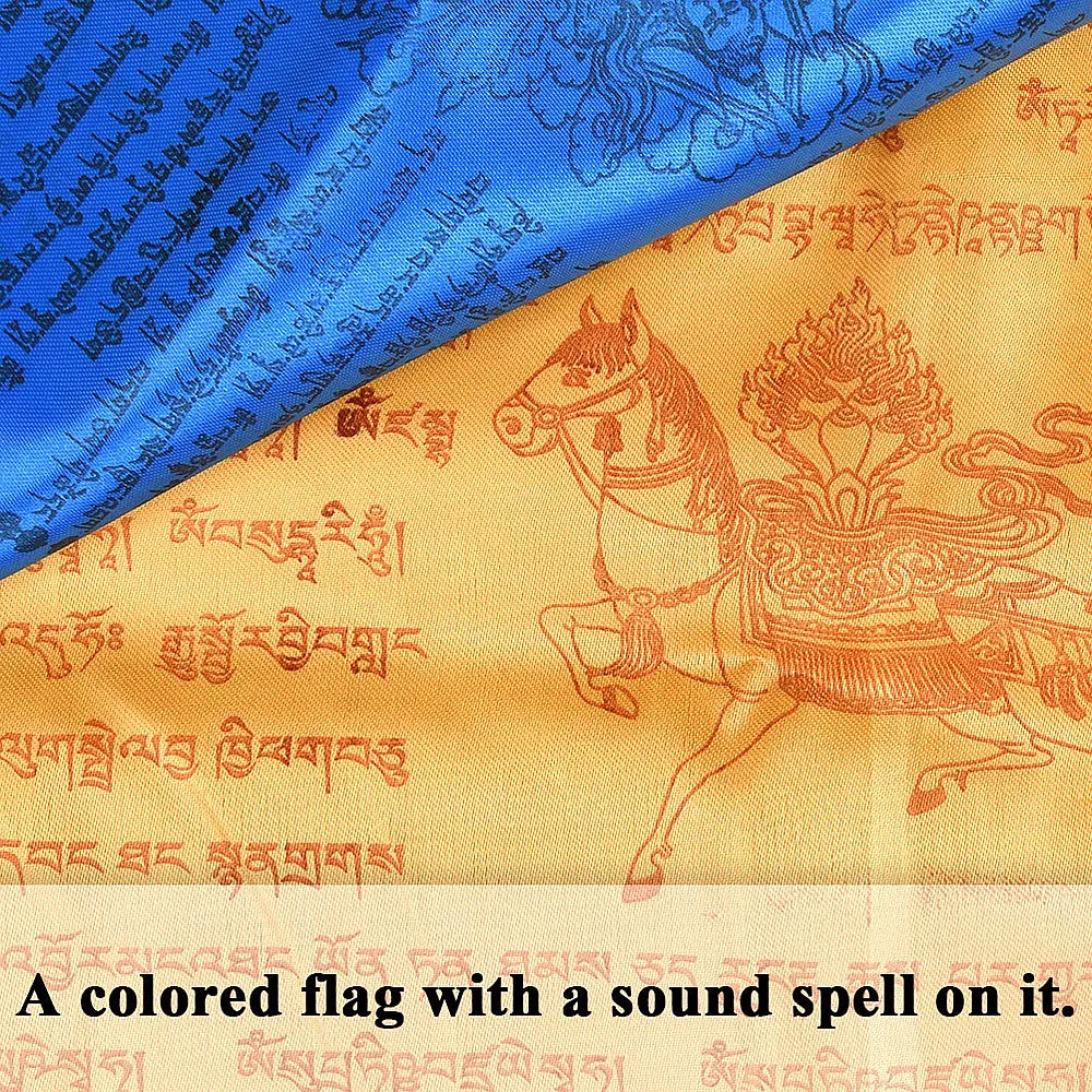 2 لفات من أعلام الصلاة، أعلام الصلاة التبتية 7 م، 34 × 34 سم، أعلام الصلاة البوذية، أعلام الصلاة المصنوعة من ألياف البوليستر #3