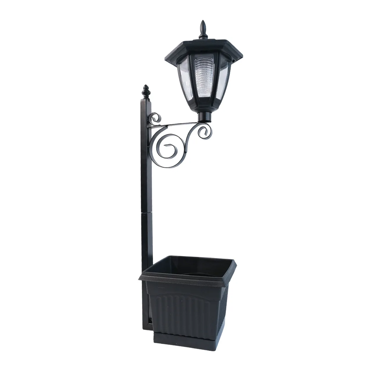 Functional Solar Lamp Post for Garden Decor Iron Resin Material 67.5cm Total Height Dusk Activated Lighting No Wiring