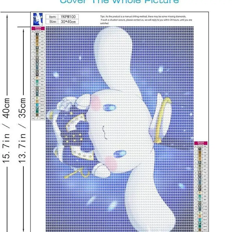 1PC Cinnamoroll 5D Full Square Drill Diamond Painting Kit, DIY Sanrio Anime Kawaii Cute Cloud Dog in Magical Starry Blue Uniform