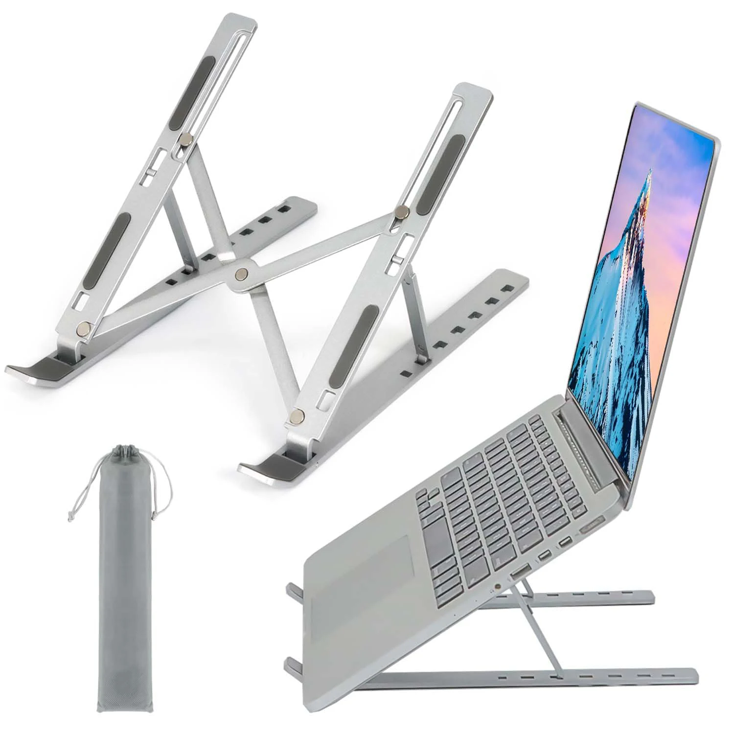 Aluminum Alloy Laptop Holder Stand Adjustable Foldable Portable for Notebook Computer Bracket Lifting Cooling Holder Non-slip