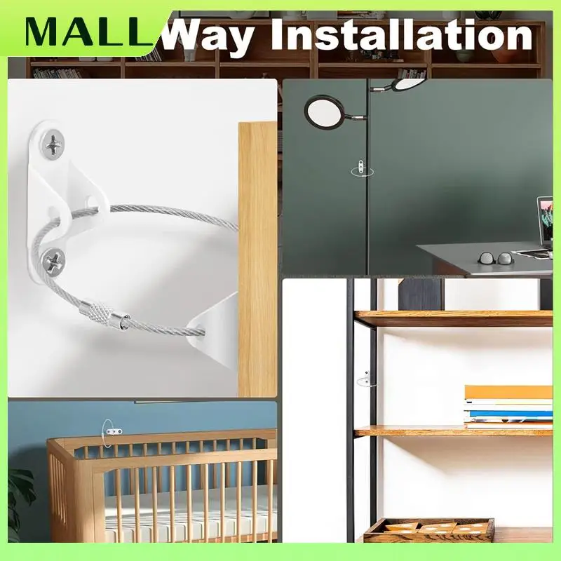 MALL 10 Pcs Furniture Anchors Baby Proofing, Anti-Tip Metal Children's Furniture Straps, For Cabinet Wardrobe Drawers Dresser Du