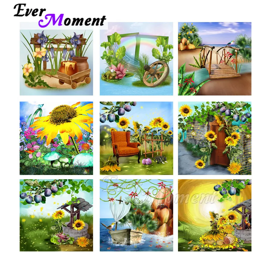 

River Flower Rainbow Handmade DIY Full Square Round Ever Moment Diamond Painting Rhinestone Embroidery Home Decoration ASF2048