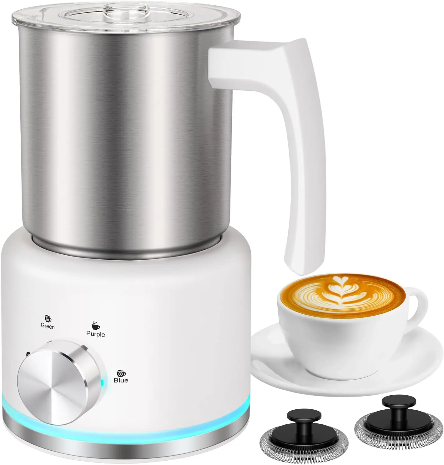 

Milk Frother, 16.9 OZ Milk Frother and Steamer, 4 in 1 Electric Milk Frother Dishwasher Safe Durable Silent Frother for