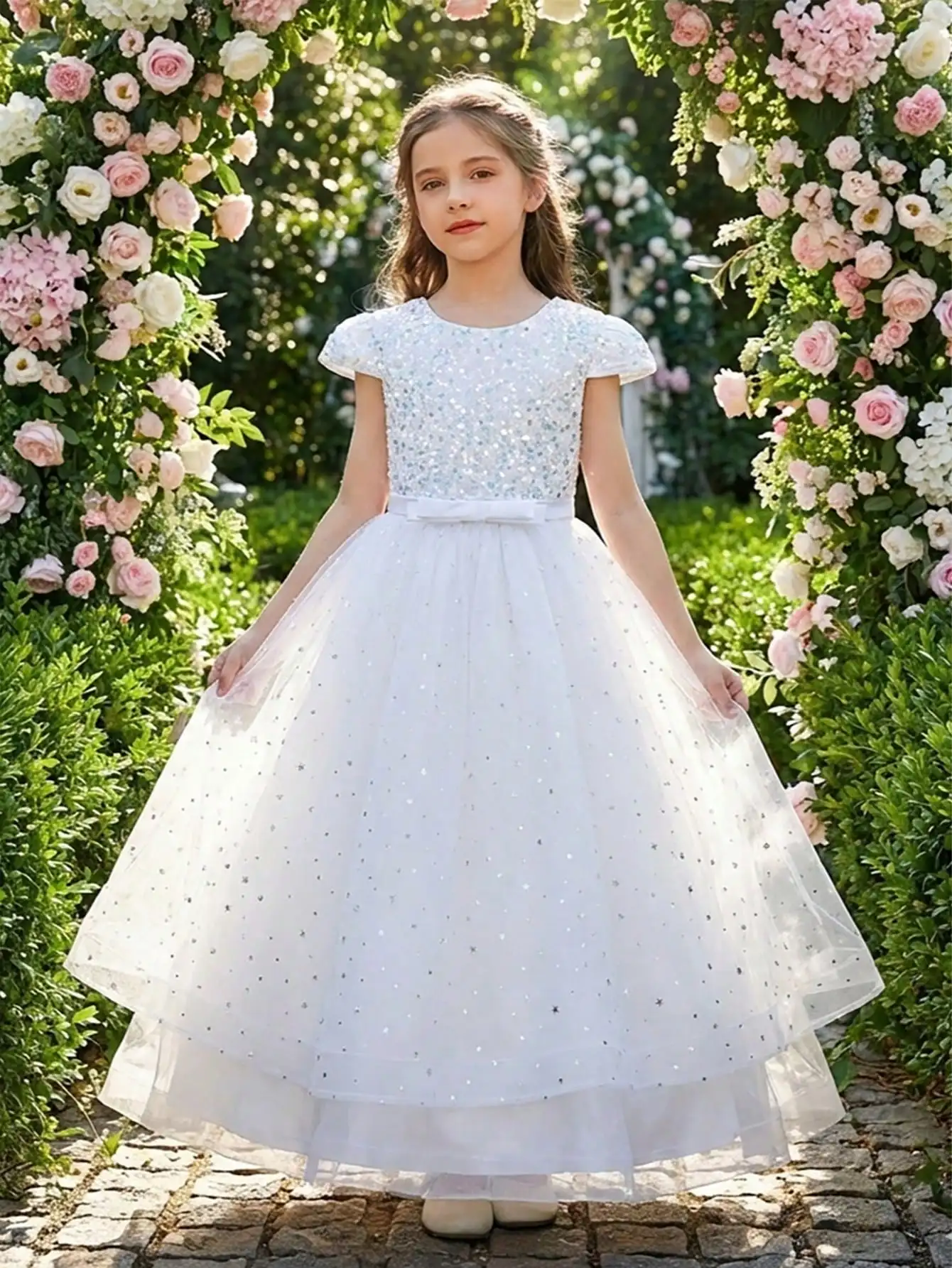 

New Girls' Dresses For Eid Pageant Luxury Baby Girl's Ceremonial Dress Sequin Puffy Princess Birthday Party Kids Clothes BIBIHOU