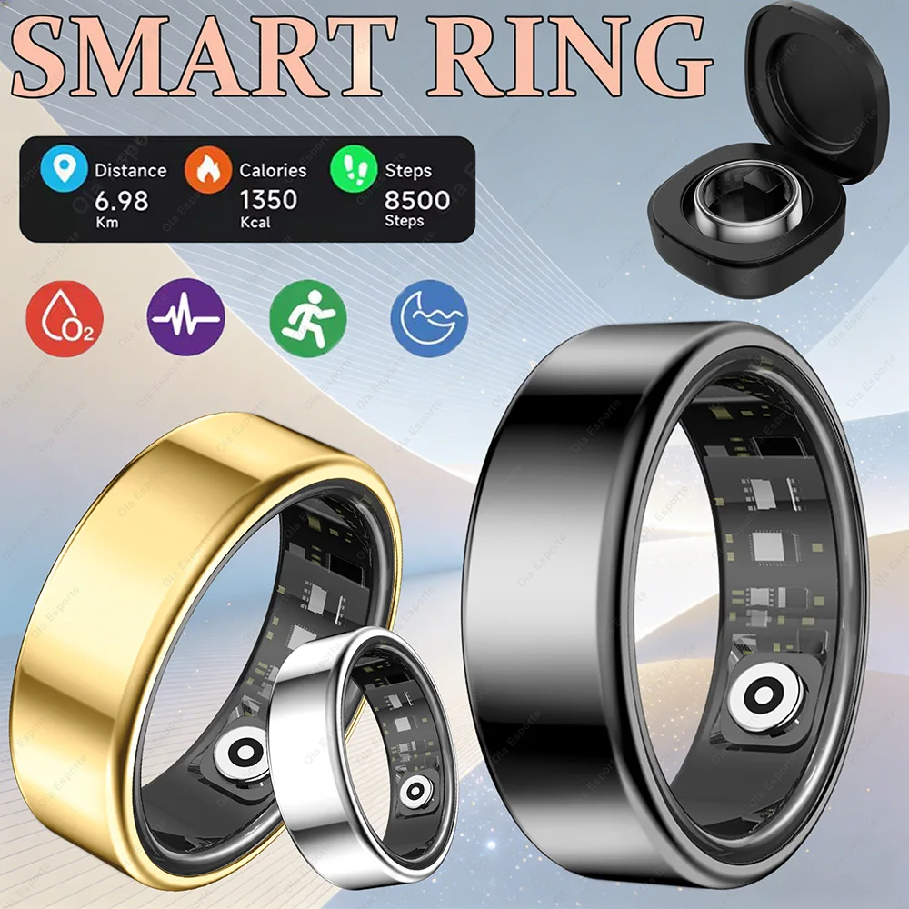 

Smart Ring with Charging Box Men Women Health Sleep Heart Rate Monitoring IP68 & 5ATM Waterproof Multi-sport Mode Smartring New