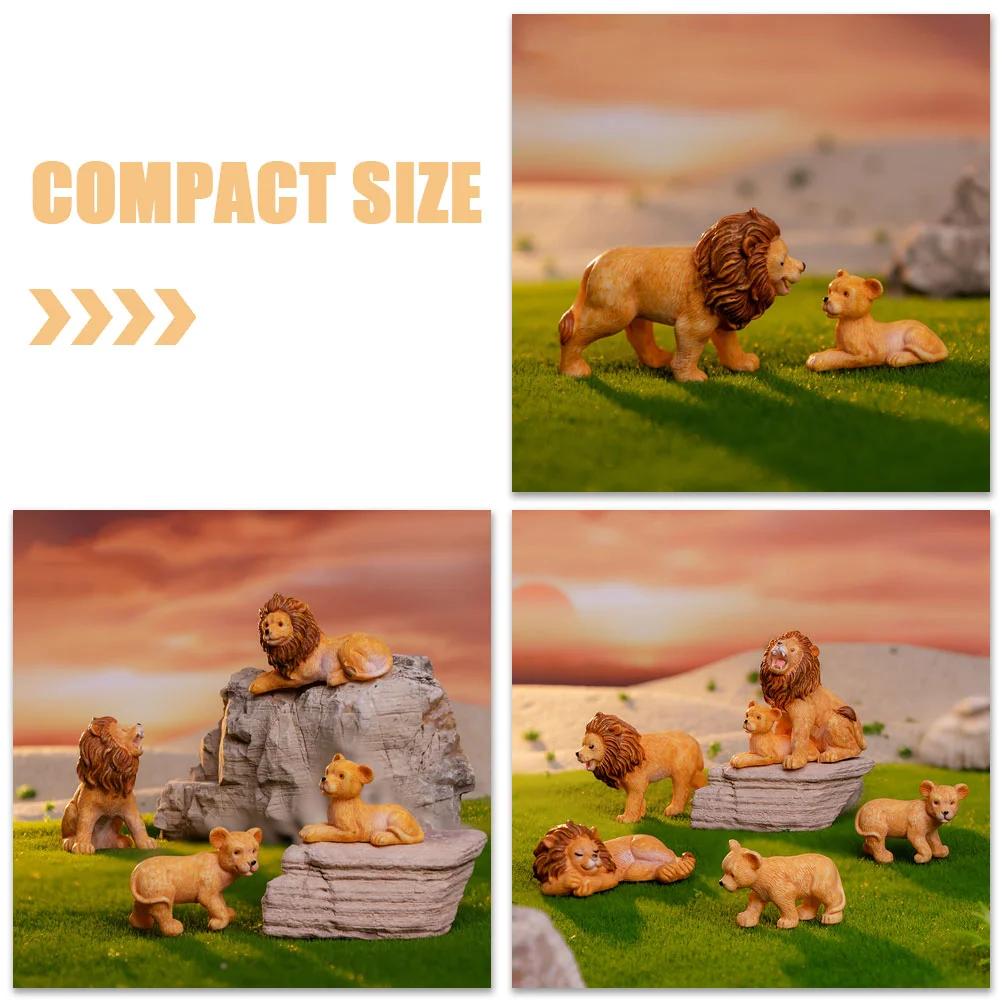 8 Pcs Micro Landscape Lion Shape Desktop Decor Outdoor Accessories Statue Small Resin Mini Miniature