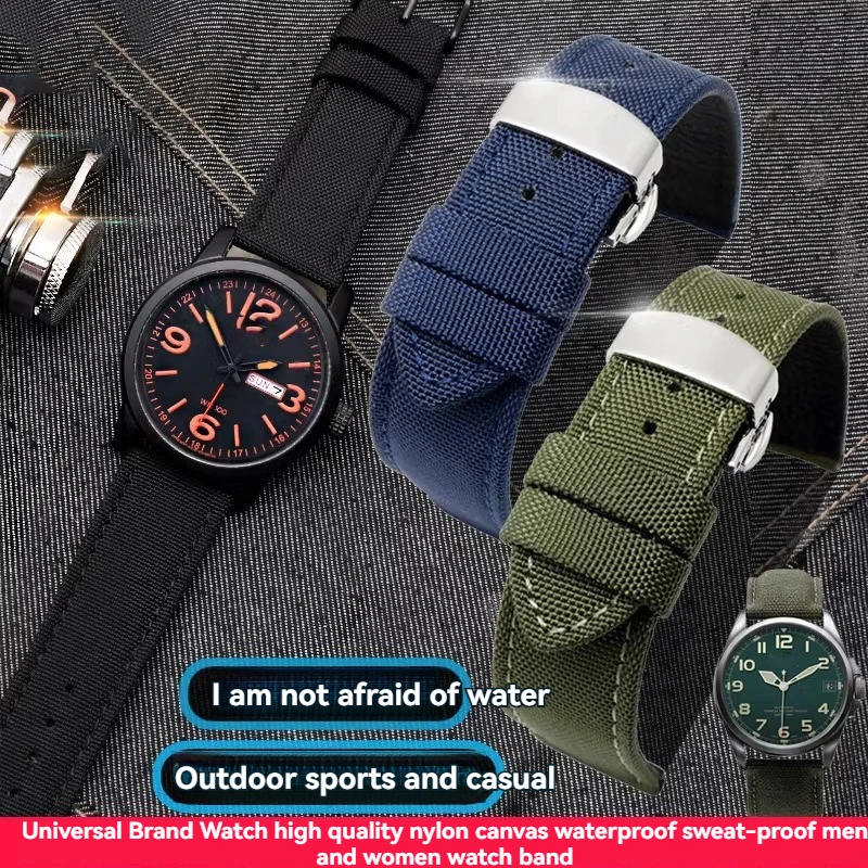 Для Citizen Seiko Casio Tissot ремешок для часов мужские аксессуары для часов водонепроницаемый холст ремешок для часов 18 мм 19 мм 20 мм 21 мм 22 мм 23 мм 24 мм