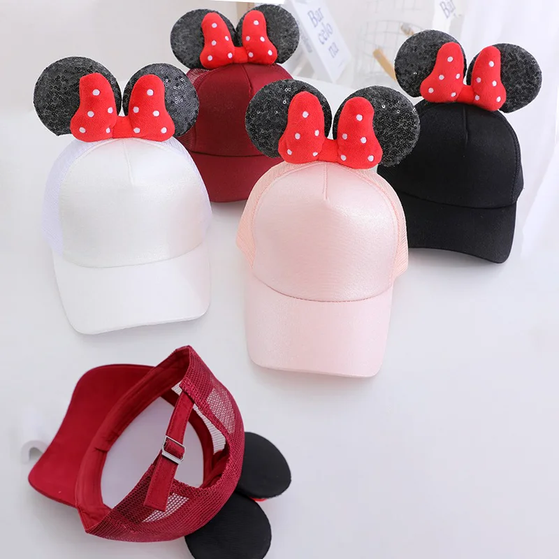 New Disney Mickey Ears Baseball Hat Adjustable Minnie Mouse Breathable Mesh Hip Hop Hat Summer Sun Caps Toys for Women Girl Gift