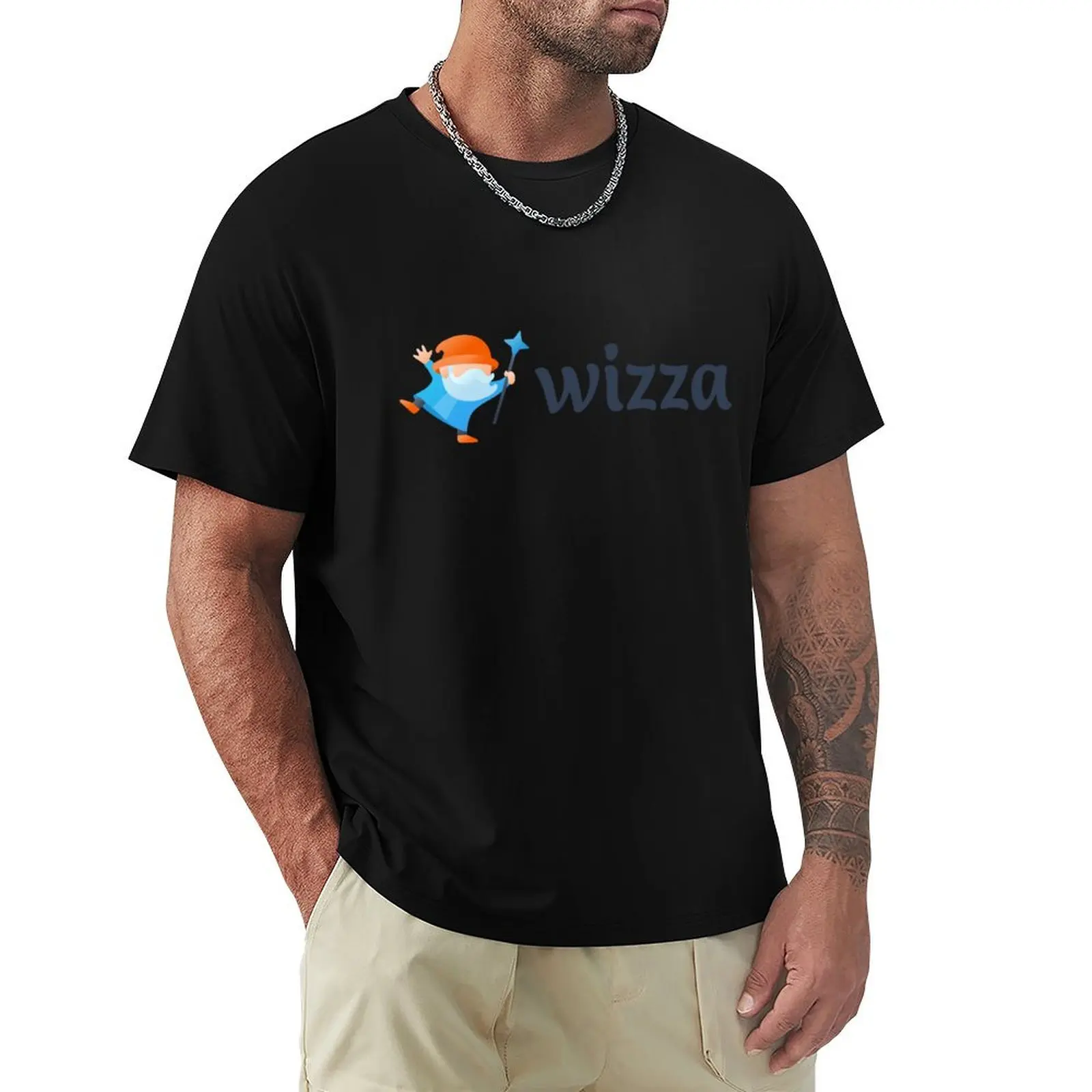 

Wizza Logo T-Shirt korean fashion man t shirt cute tops hippie clothes mens big and tall t shirts