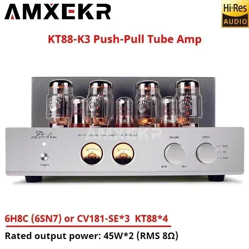 AMXEKR LaoChen K3 KT88 Push-Pull Tube Amplifier HIFI EXQUIS AIQIN 45Wx2 Class A Handmade Scaffolding Amp OCK3 OldChen