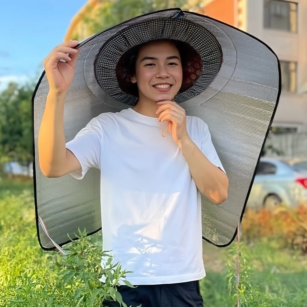 Topi Matahari Insulasi Panas Pinggiran Lebar Topi Kerja Pertanian Ekstra Besar Topi Pemetik Teh Tahan Hujan Tebal