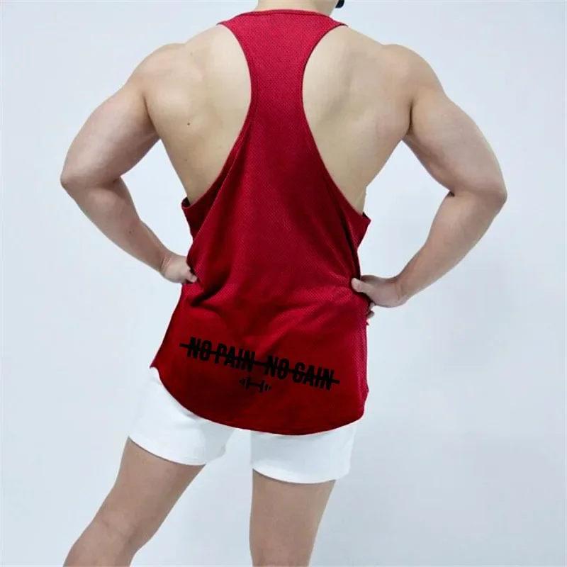 New Summer Running Vest Men Mesh Gym Clothing Bodybuilding Tank Tops Training Sleeveless Shirt Fitness Men\'s Stringer Tanktop