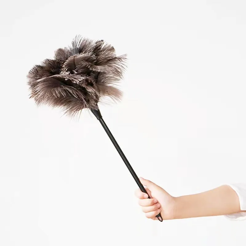 1pcs Ostrich Duster Electrostatic Dust Cleaning Tool Wood Handle Brush Portable Feather Dusters Cleaning Accessories Feather Fur