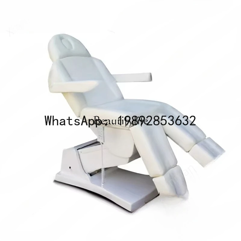 BB 04High-end luxury beauty salon eyelash bed gold-plated base with foot control 5 motor beauty massage bed with LED light