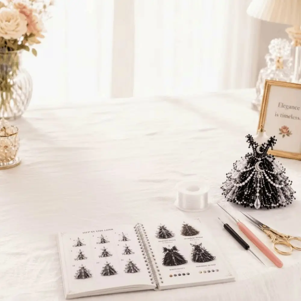 3D Design Beaded Dress Kit Tiny Beads Dress Shape Bead Craft Kit Creative Craft Cute Design Bead Weaving Kit Desk Decoration