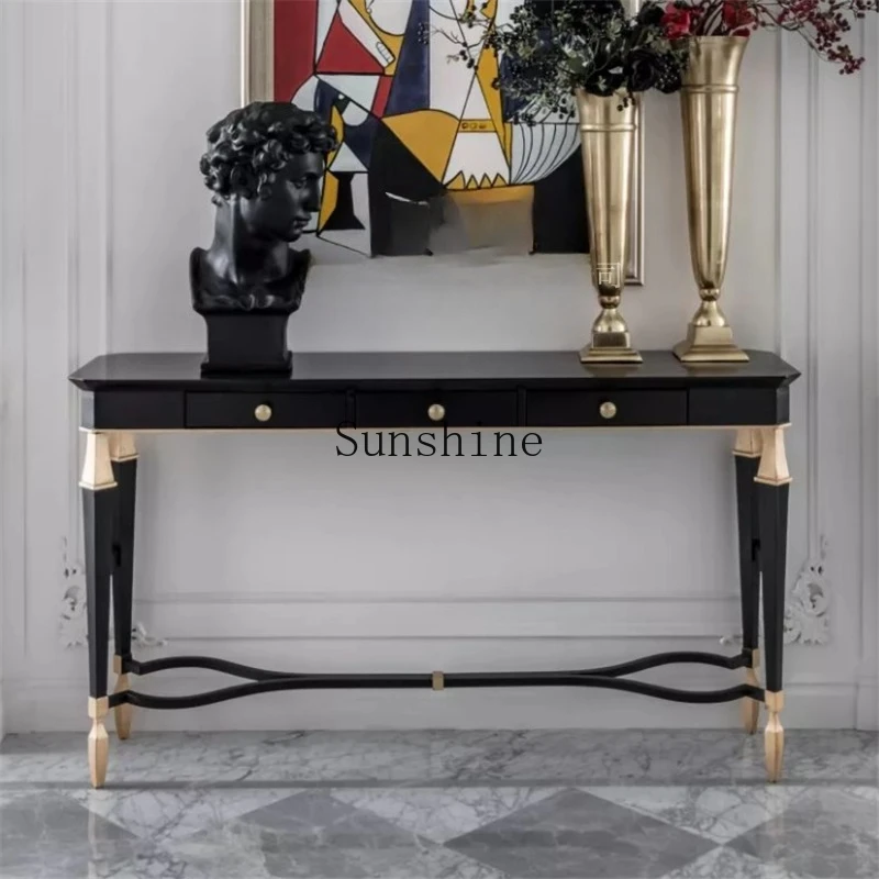 

American-style solid wood entry against the wall, ultra-narrow, fashionable and simple, new Chinese-style entrance cabinet
