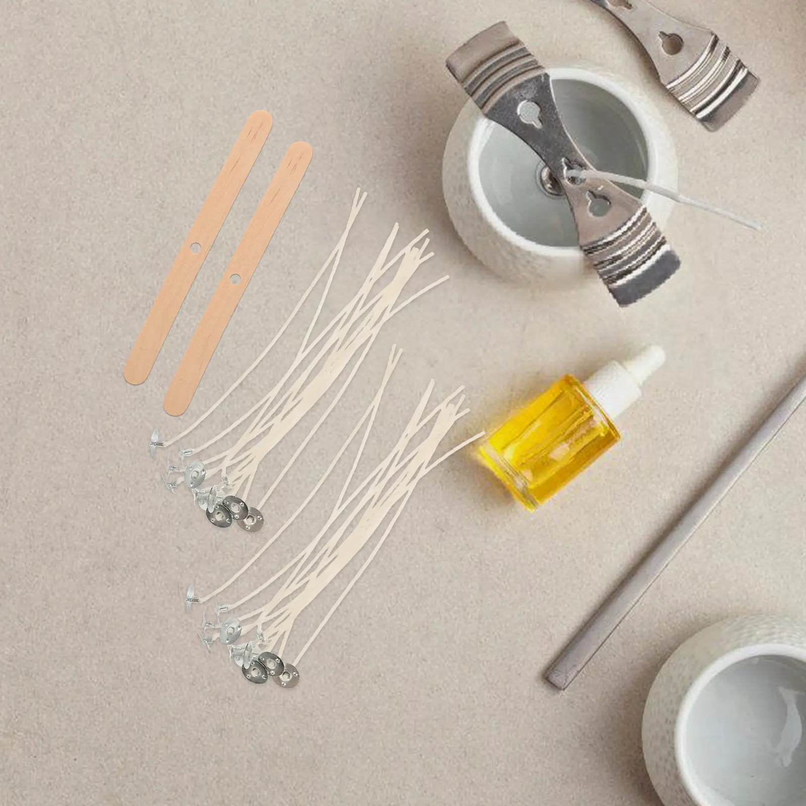 1Set All-in-One DIY Making Kit with Wick Assortment Wooden Stirring Sticks for Aromatherapy Scented Candles Crafting