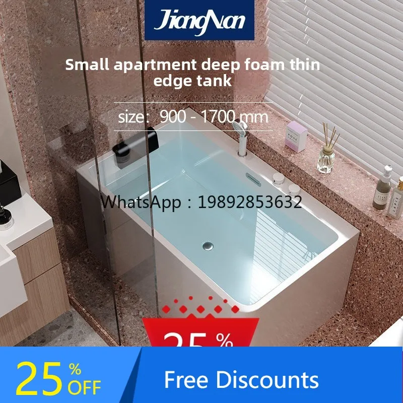 AA  Household Acrylic Small Bathtub Rectangular Bath Pool Homestay Small Apartment Bathtub Freestanding