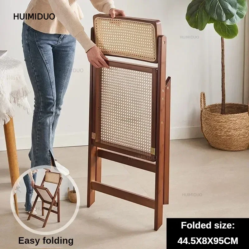 Chaises de Salle à Manger Nordiques en Bois Massif avec Dossier, Chaise Pliable de Salon, Chaise Relaxante pour 1 Personne, Meub