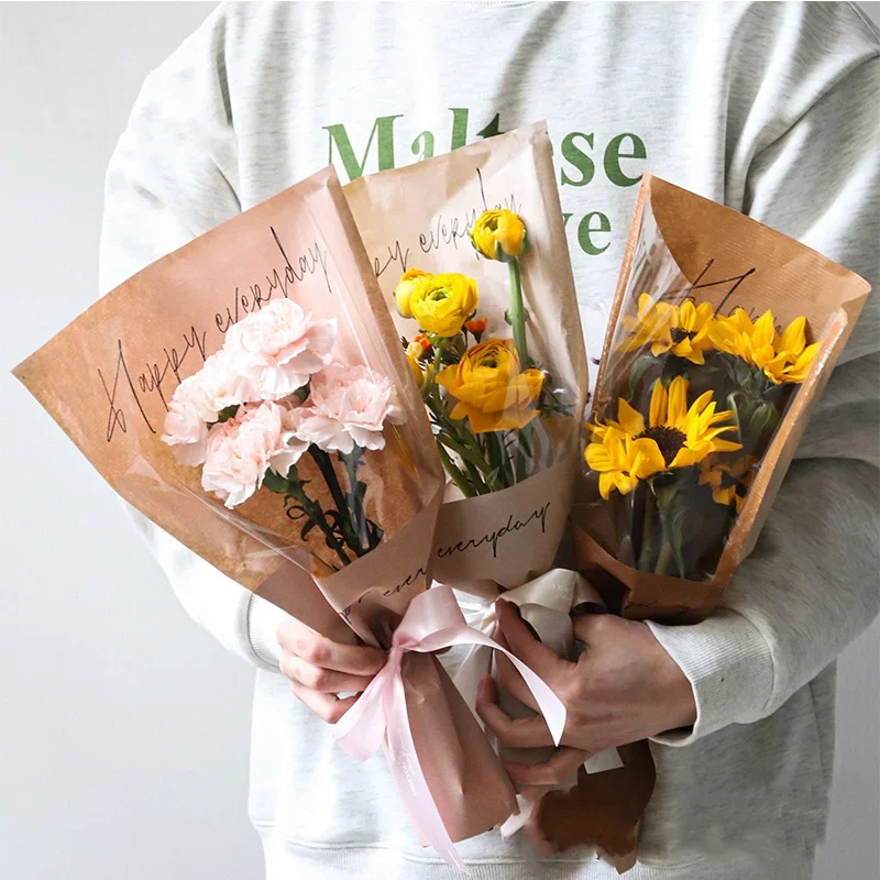 

100 шт., однотонные сумочки для упаковки цветов