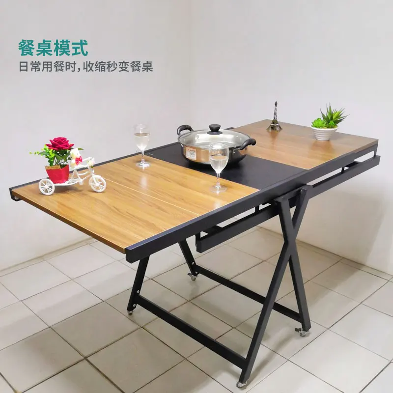 Shelf-side dining table folding flower stand modern simple flip creative multifunctional deformation dining table.