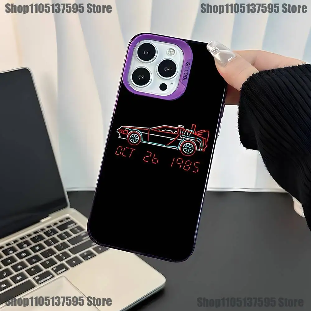 حافظة هاتف فيلم العودة إلى F-Future لهاتف iPhone 17,16,15,14,13,12,11,Mini,Pro,E,SE4,XS,MAX غطاء كاندي غير لامع أرجواني