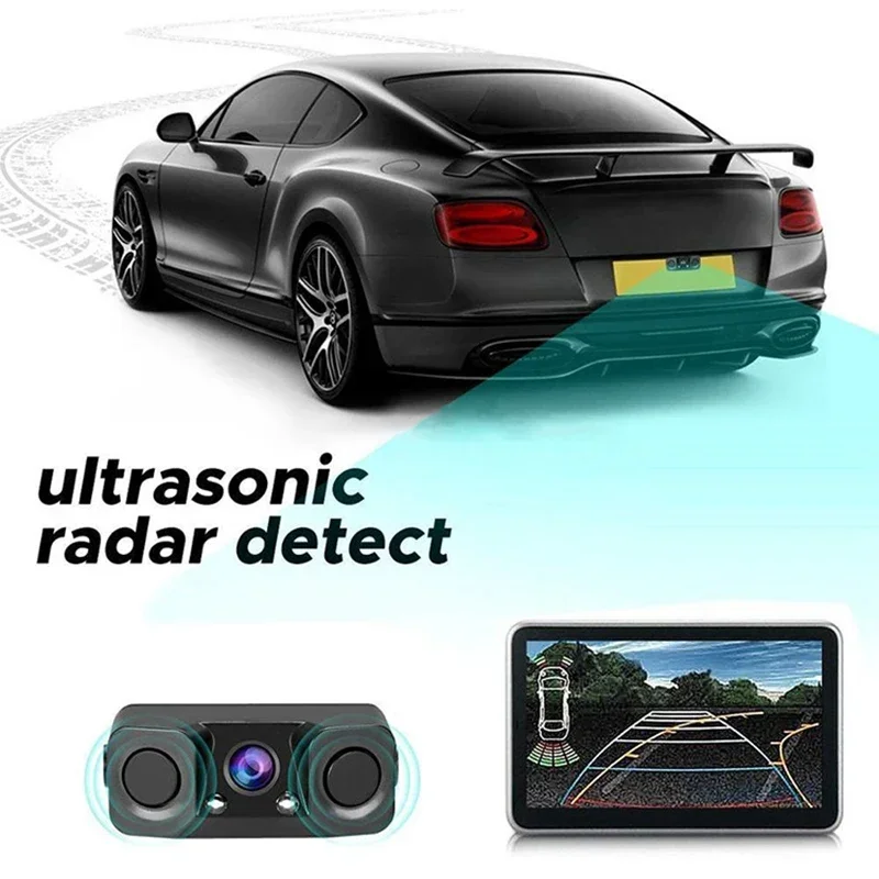 

Радарный датчик парковки Queender 3 в 1, видимая система светодиодного дисплея Parktronic, резервная камера, сигнализация, реверсивный радар