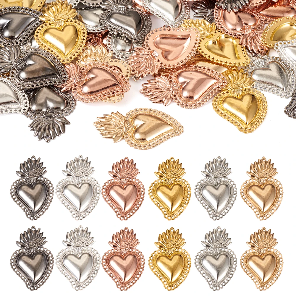 50pcs Alloy Sacred Love Heart Charms for Jewelry Making Accessories DIY Necklace Earrings Pendants