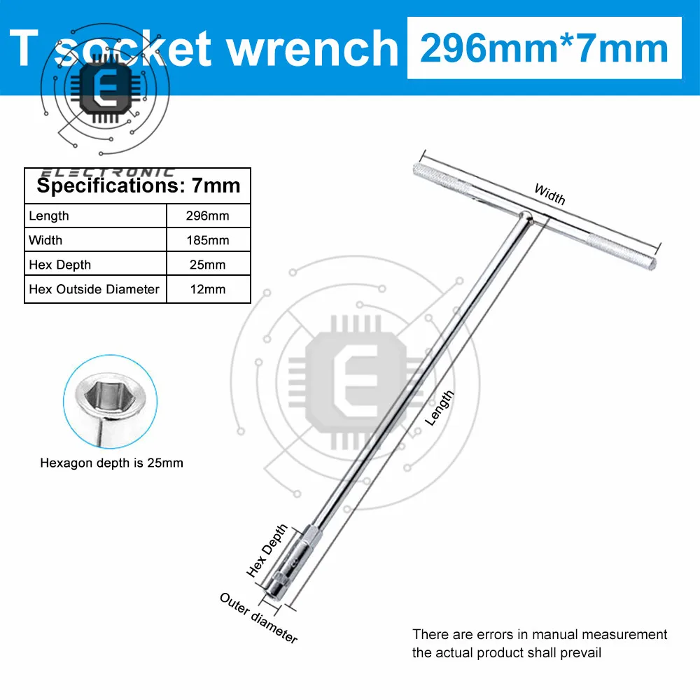 6mm-19mm T Type Universal Socket Wrench High Quality Steel Spanner Hand Tools For Auto Repair Hexagon Socket Wrench