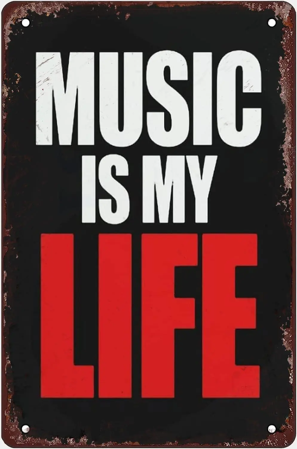 Music Is My Life Vintage Metal Tin Sign Decor Front Metal Signs For Home Bathroom Kitchen Garden Man Cave Decor Garage Yard Sign