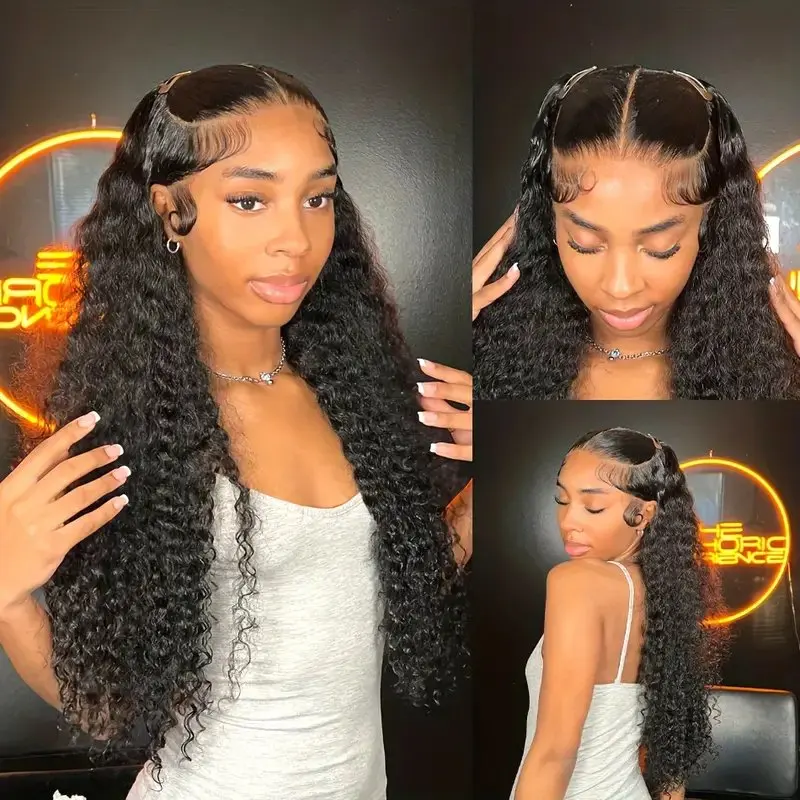 Rosabeauty HD 13X6 Transparent Deep Curly Lace Frontal Wigs 30 40 Inch 13X4 Front Human Hair Wig Small Knots