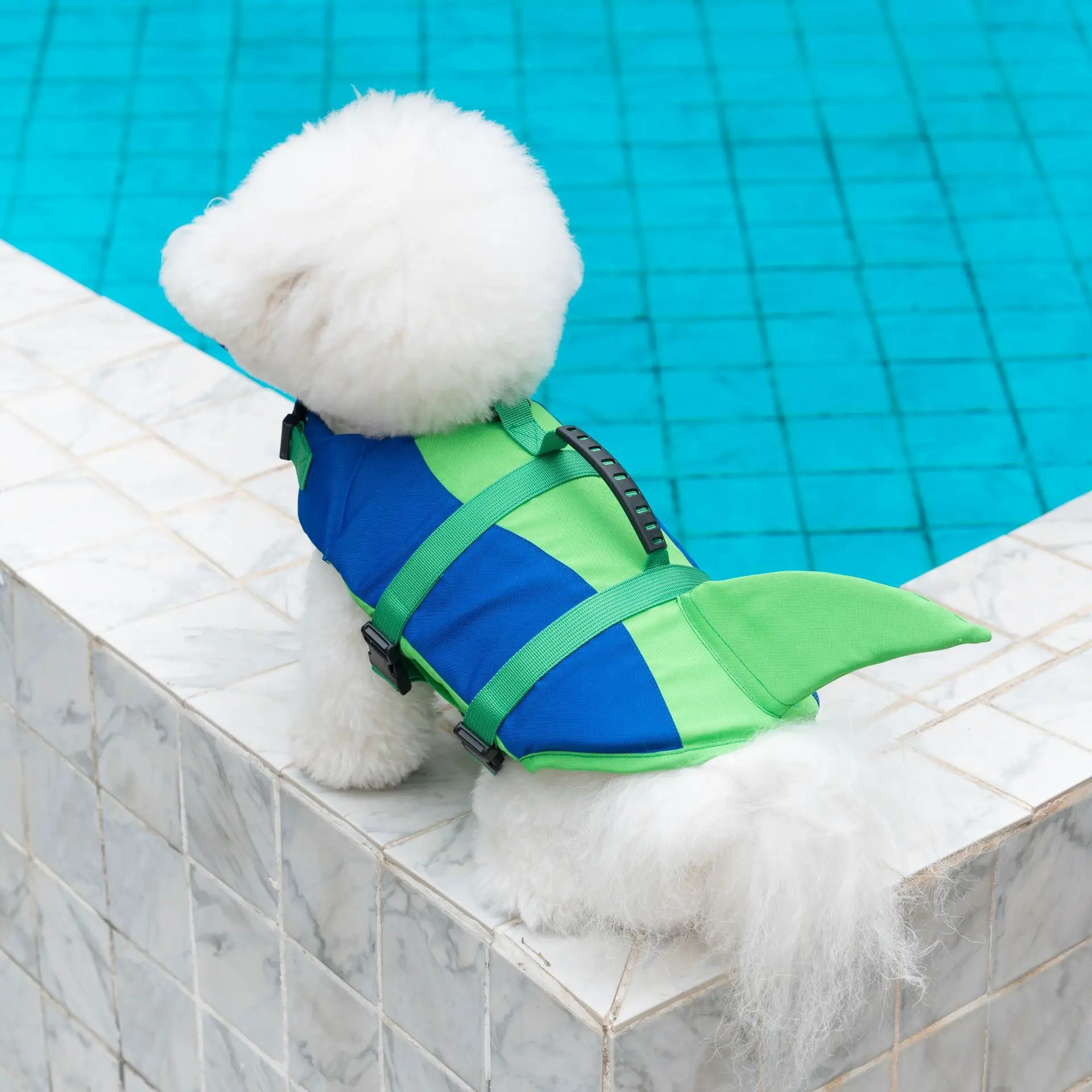 Cute Shark Dog Life Jacket with Rescue Handle, Superior Buoyancy Adjustable Life Vest for Swimming Boating view 3