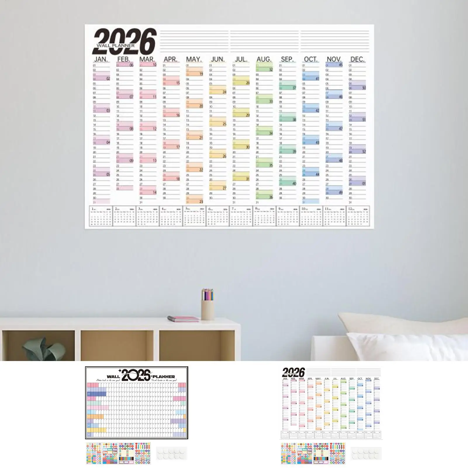 Calendario da parete Planner 2026 Grafico di pianificazione dell'organizzatore di grandi dimensioni Calendario da parete di grandi dimensioni per la cucina di casa dell'ufficio universitario della scuola dei bambini