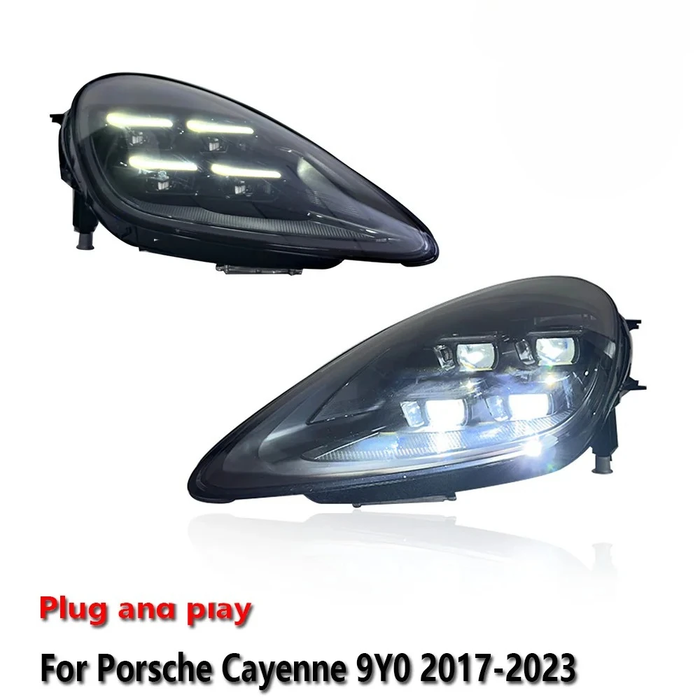 

Светодиодные фары для Porsche Cayenne 9Y0 2017-2023 с ДХО, стоп-сигналом и указателем поворота, установка Plug and Play