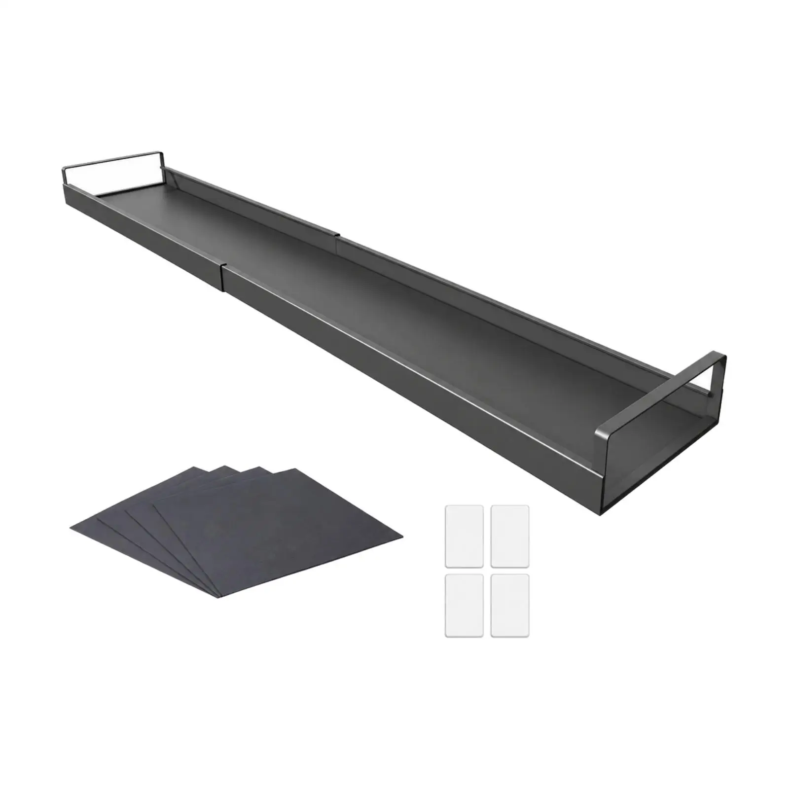 Adjustable Cooktop Shelf Carbon Steel Storage Rack for Kitchen Counter Organization Behind Stove