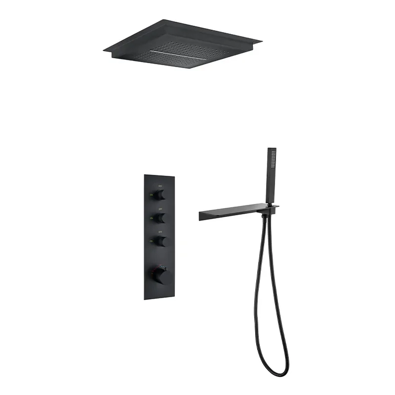Wall Shower Set for Black Bathroom Recessed Concealed Shower System Household Shower Set Manufacturer Wholesale