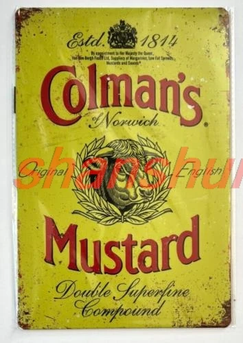 Colman's Mustard Vintage Novelty Metal Sign 12 x 8 Wall Art