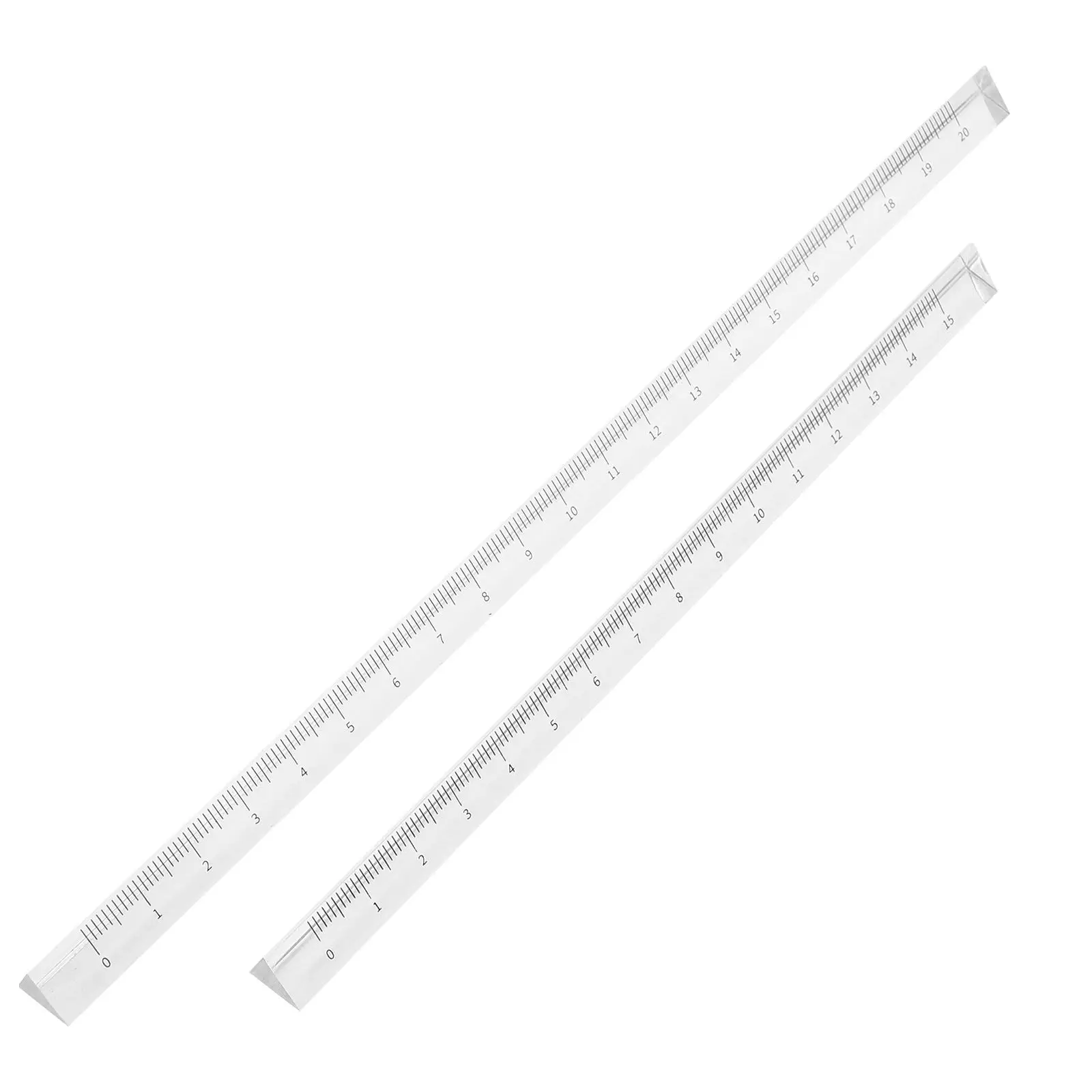 2Pcs Transparent Triangular Ruler Small Clear Plastic Architectural Scale Metric Measuring School Drafting Office Supplies view 5