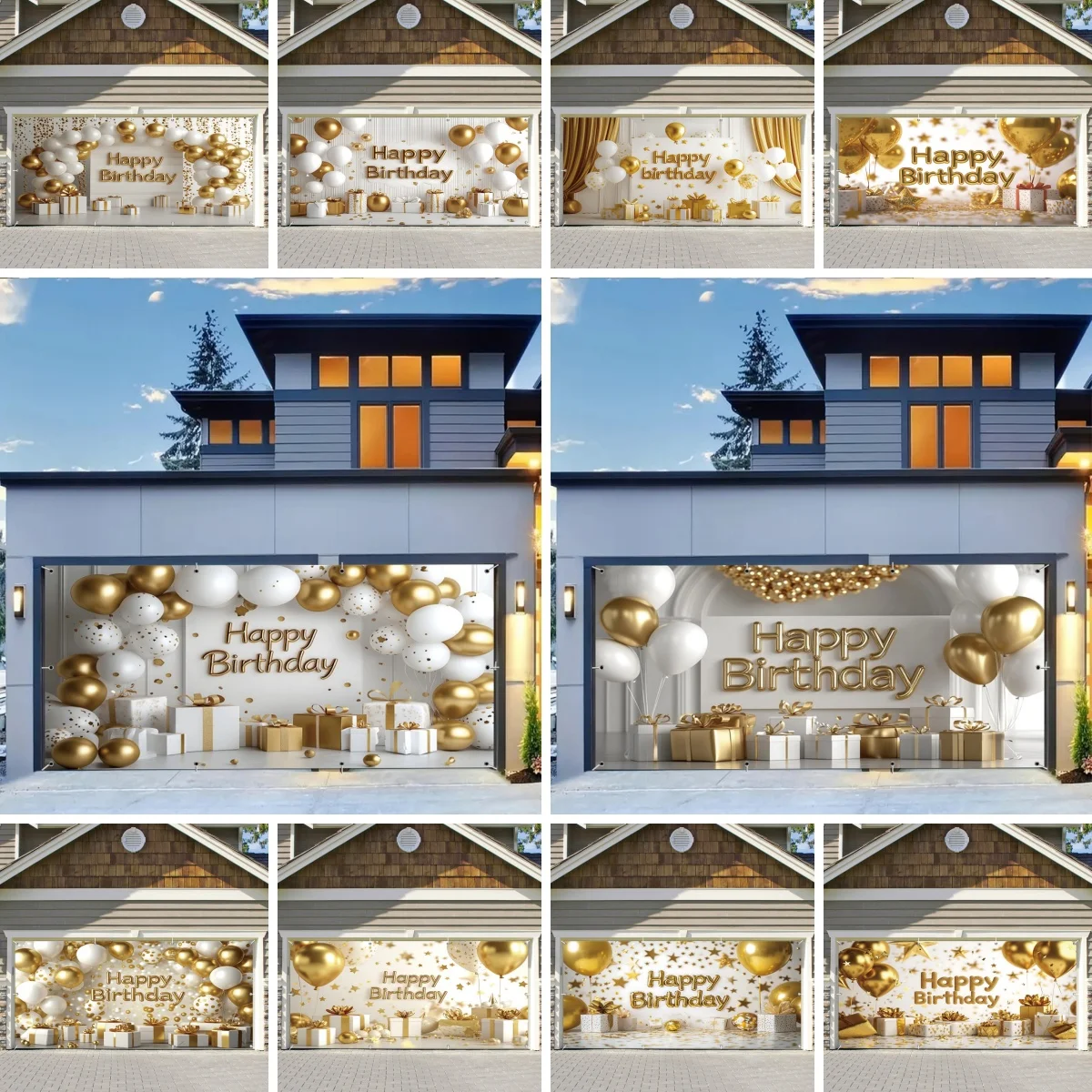 

Yeele с днем рождения, фон для гаражных ворот, золотые сверкающие воздушные шары, подарок, настенная рамка для гаража для дома, уличное украшение двора