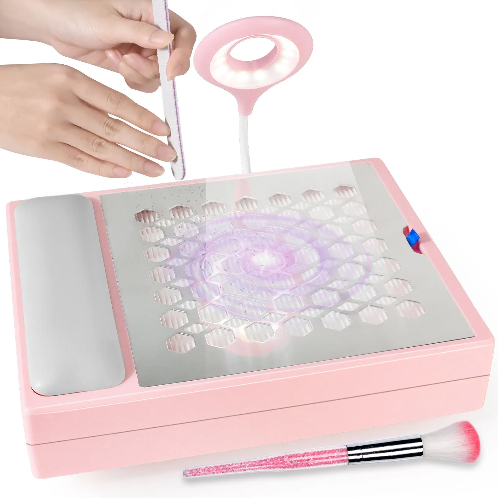 4200RPM Professional Nail Vacuum Cleaner Polishing Gel Pedicure Powerful and Low Noise with Removable Filter Nail Salon Tools