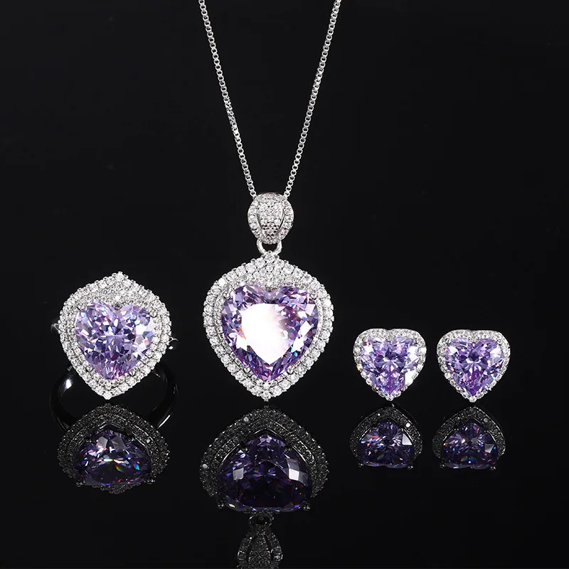 

New Jewelry Bird's Nest Cut Blue Heart Set 15*15-12*12-9*9