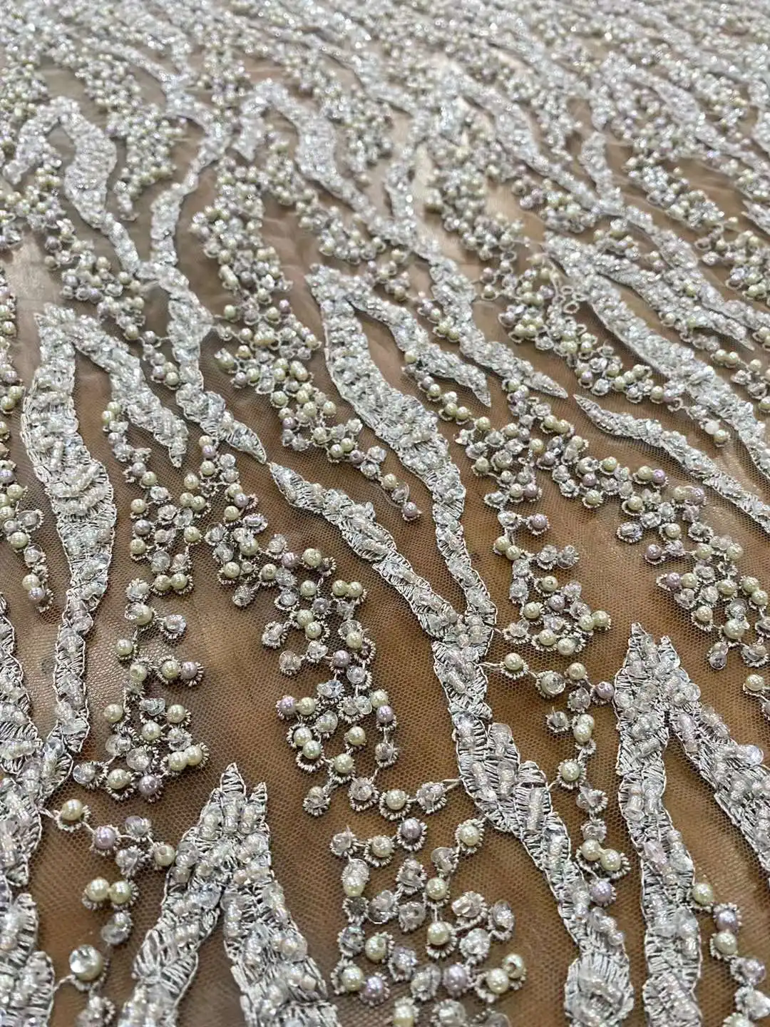

High qualtiy Handmae Lace .Beads.Pearls Embroidery French Tulle Net ,African Nigeria Fabric Lace,Evenign Dress Weddings,Party