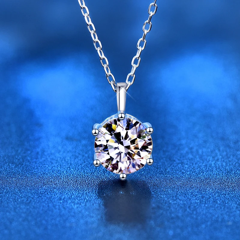 NKHOG 1ct 2ct 5ct D Color VVS1 Moissanite Pendant Necklace For Women 925 Sterling Silver Jewelry Ladies Birthday Valentine Gift