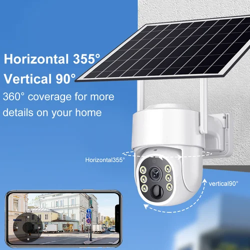 Imagen 2 del producto Tuya-cámara alimentada por energía Solar de 8MP, conexión Wifi, detección humana PIR, visión nocturna, diseño impermeable, batería interna de seguridad para exteriores