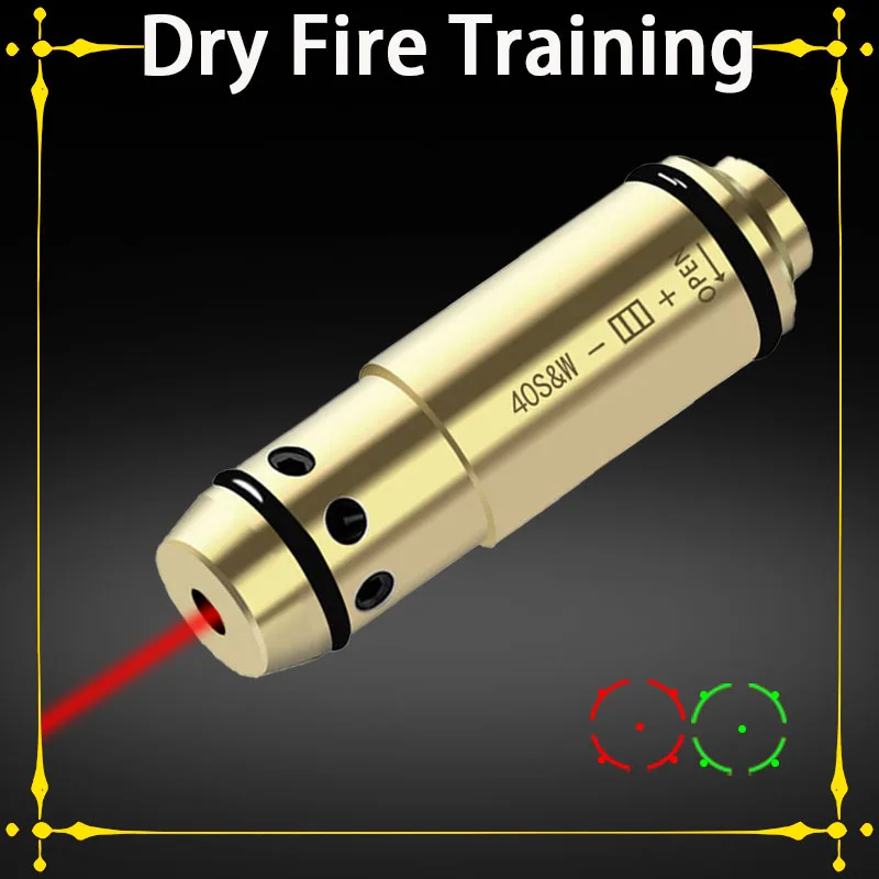 Tactical .40S&W Caliber Bore Sight Laser Training Bullet Cartridge Red Dot Laser Sight Boresight Dry Fire Training Brass Bullet