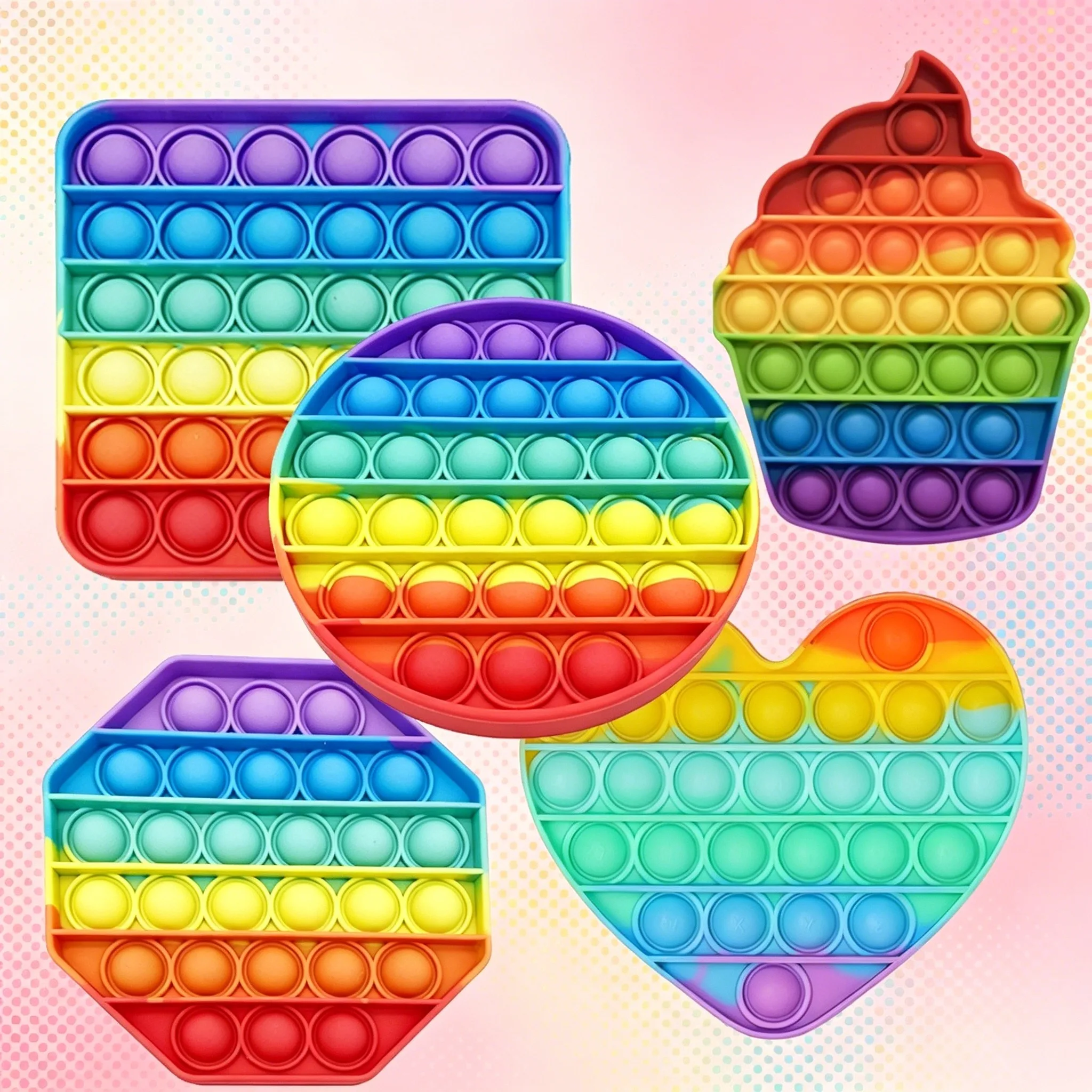 Regenbogen Pop Push Bubble Fidget Toy Anti-Stress-Relief Interaktives sensorisches Spielzeug für Kinder und Erwachsene