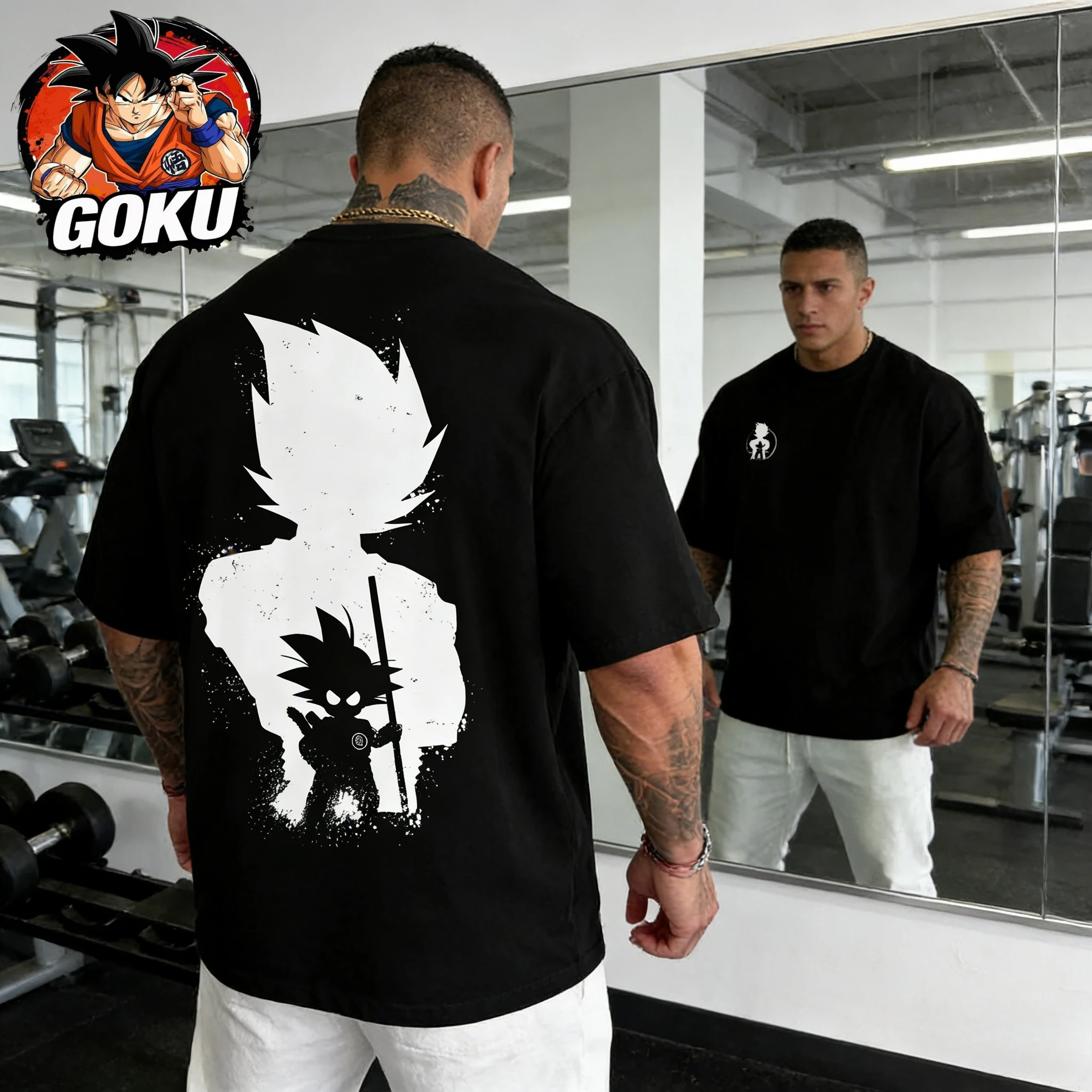 Camiseta Oversize de Verano 2026 con Silueta de Goku de Dragon Ball, de Alta Calidad, 100% Algodón, Estampado Retro Anime Streetwear para Hombre y Mujer