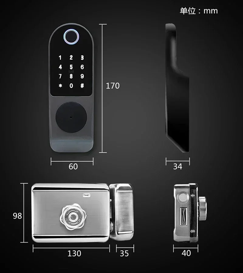 New Tuya Smart Door Lock Fingerprint Lock Outdoor Old-fashioned Door Apartment Password for Doors with A Thickness of Up To 60mm