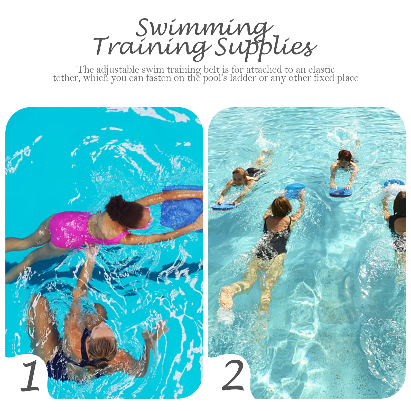 1Set Swim Resistance Band Kit Adjustable Static Swimming Belt with Storage Bag for Aqua Jogging Pool Training Swim in Place