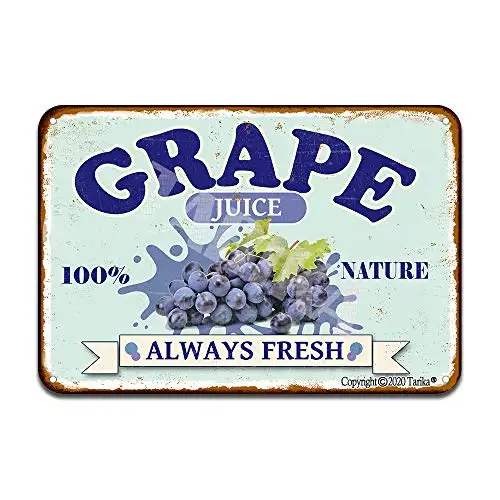 Grape Juice 100% Nature Always Fresh Iron Poster Painting Tin Sign Vintage Wall Decor for Cafe Bar Pub Home Beer Decoration Craf